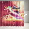 Cute And Funny Sloth Unicorn Fabric Shower Curtain, Waterproof Bathroom Decor 