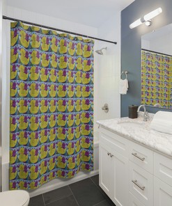 Cute And Funny Yellow Ducks Shower Curtain For Kids And Animal Lovers, Perfect Bathroom Decor Idea