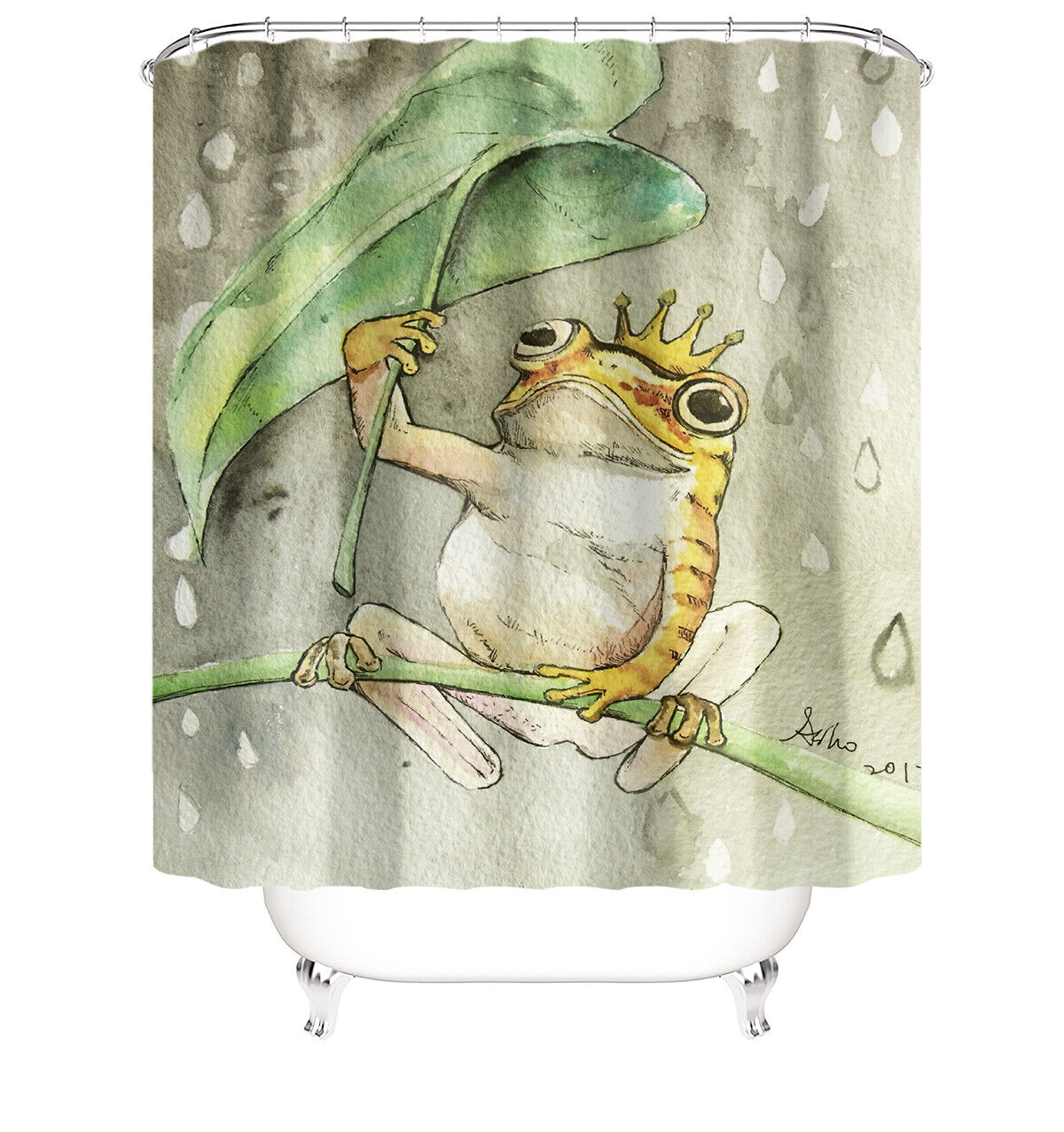 Cute And Girly Frog Waterproof Shower Curtain - A Perfect Addition To Your Bathroom Decor