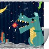 Cute And Playful Dinosaur Shower Curtain With A Vibrant And Colorful Design For A Fun Bathroom