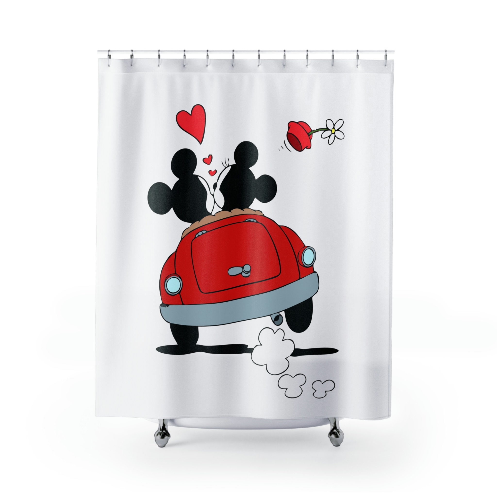 Cute And Romantic Mickey Valentine Shower Curtain For A Disney-Inspired Bathroom - Image 2