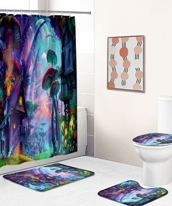Cute And Scenic Mushroom Shower Curtain For Bathroom Decor