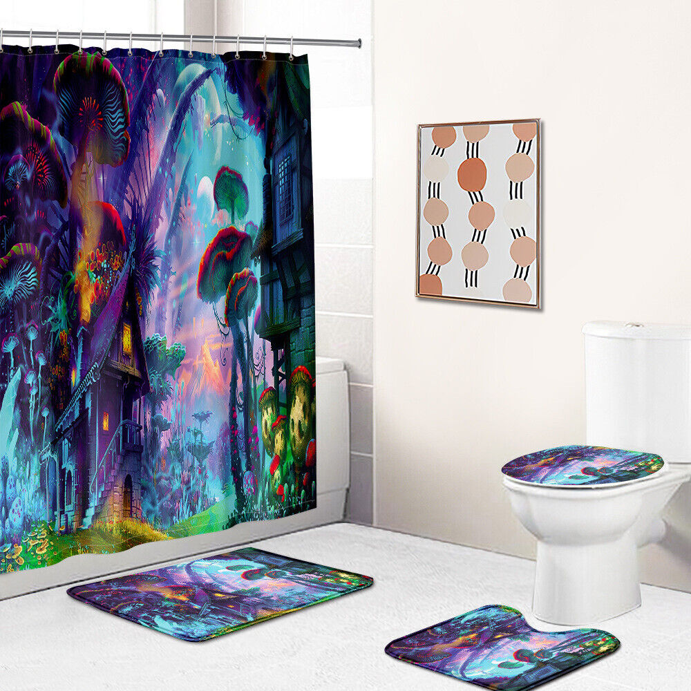 Cute And Scenic Mushroom Shower Curtain For Bathroom Decor