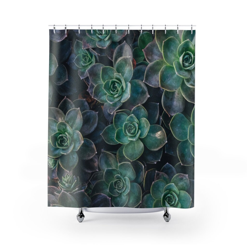 Cute And Unique Boho Nature Aesthetic Shower Curtain With Plant Mom Succulent Theme For Chic Bathroom Decor