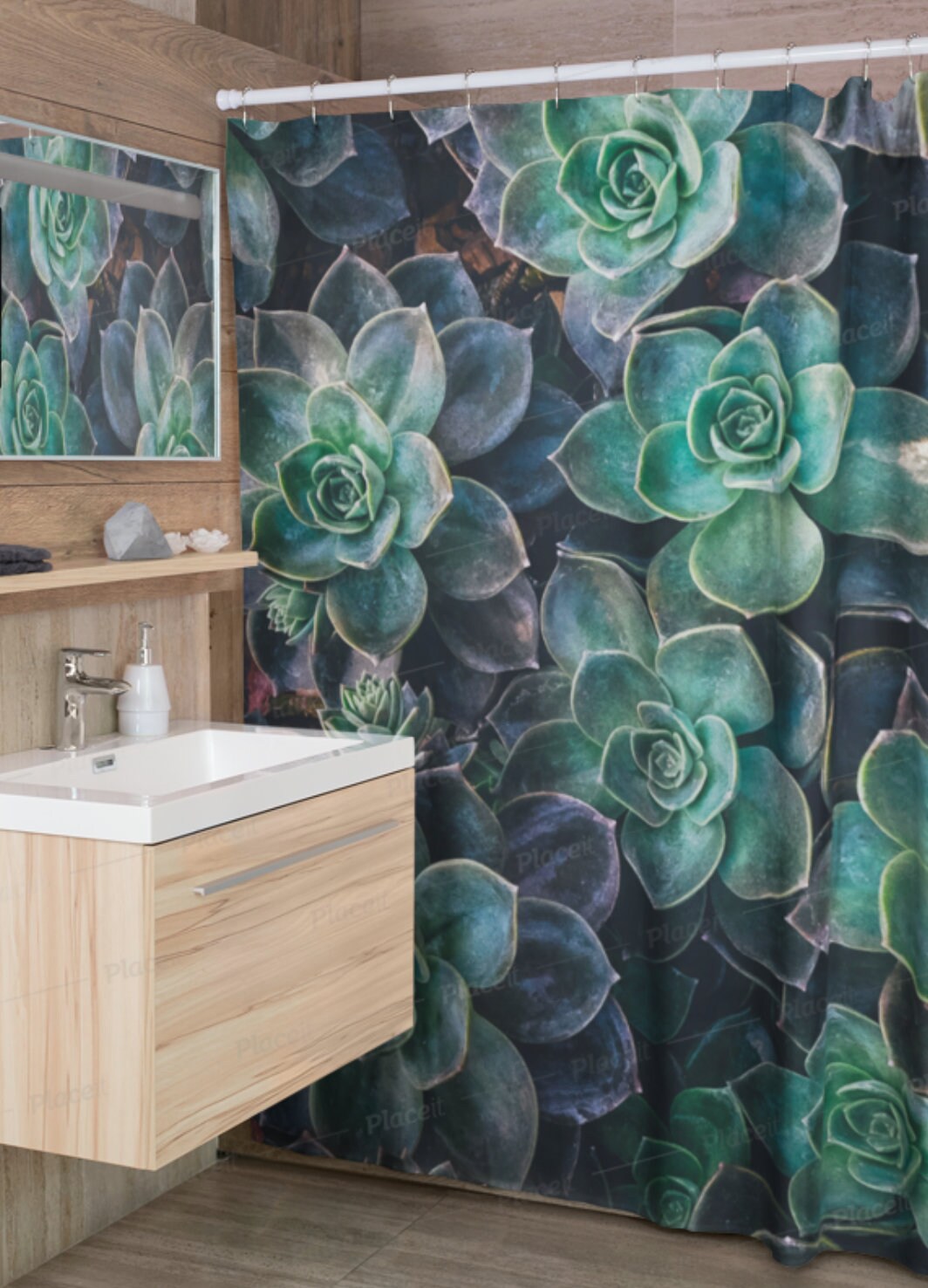 Cute And Unique Boho Nature Aesthetic Shower Curtain With Plant Mom Succulent Theme For Chic Bathroom Decor - Image 2