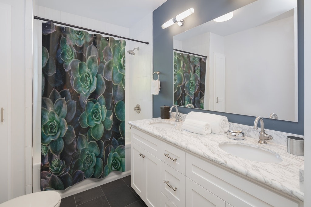 Cute And Unique Boho Nature Aesthetic Shower Curtain With Plant Mom Succulent Theme For Chic Bathroom Decor - Image 3