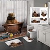 Cute Animal Bathtub Tiger Print Bear Shower Curtain With Toilet Mat And Lid, Wildlife Bathroom Decor 
