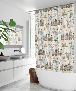Cute Animal Curtain Safari Jungle Kids Shower Curtain for Bathroom Decor
