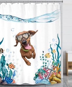 Cute Animal Fish Turtle Blue Ocean Nautical Shower Curtain For Home Decor