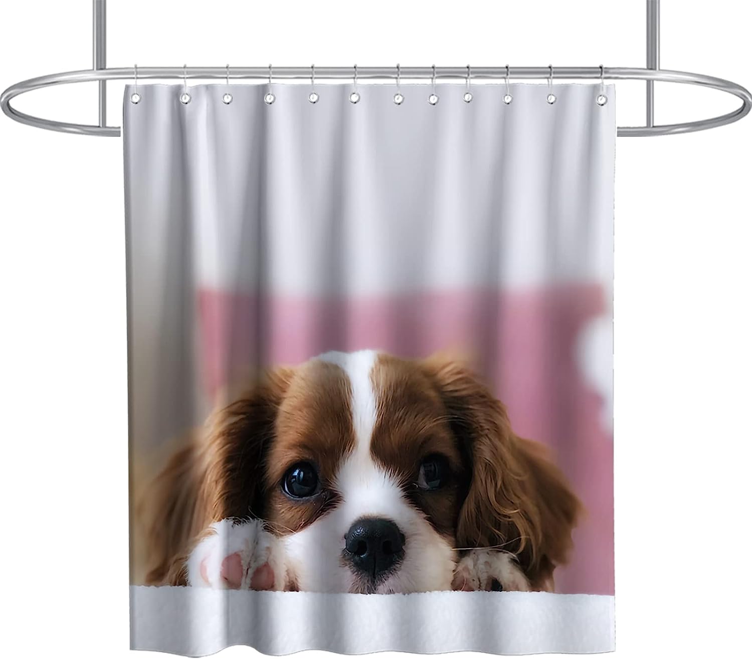 Cute Animal Funny Dog Shower Curtain Waterproof Washable Pink Brown