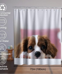 Cute Animal Funny Dog Shower Curtain Waterproof Washable Pink Brown