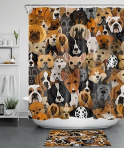Cute Animal Pets Funny Dogs Shower Curtain - Adorable Bathroom Accessory