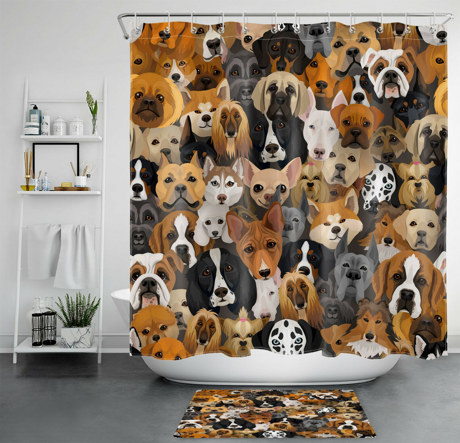 Cute Animal Pets Funny Dogs Shower Curtain - Adorable Bathroom Accessory