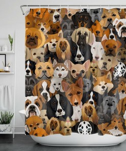 Cute Animal Pets Funny Dogs Shower Curtain - Adorable Bathroom Accessory