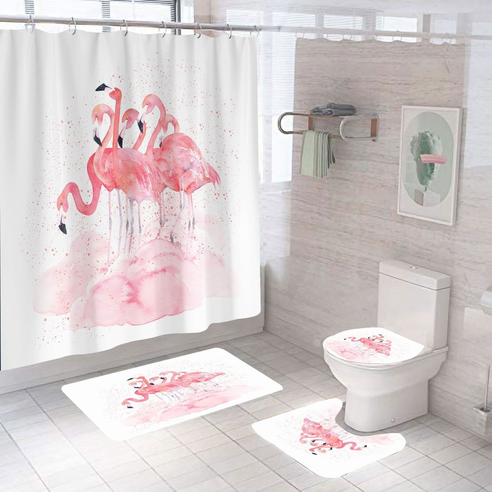 Cute Animal Print Flamingo Shower Curtain For A Playful Bathroom