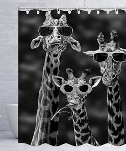 Cute Animal Print Shower Curtain For Bath With Giraffe, Perfect Bathroom Decor Idea For Animal Lovers