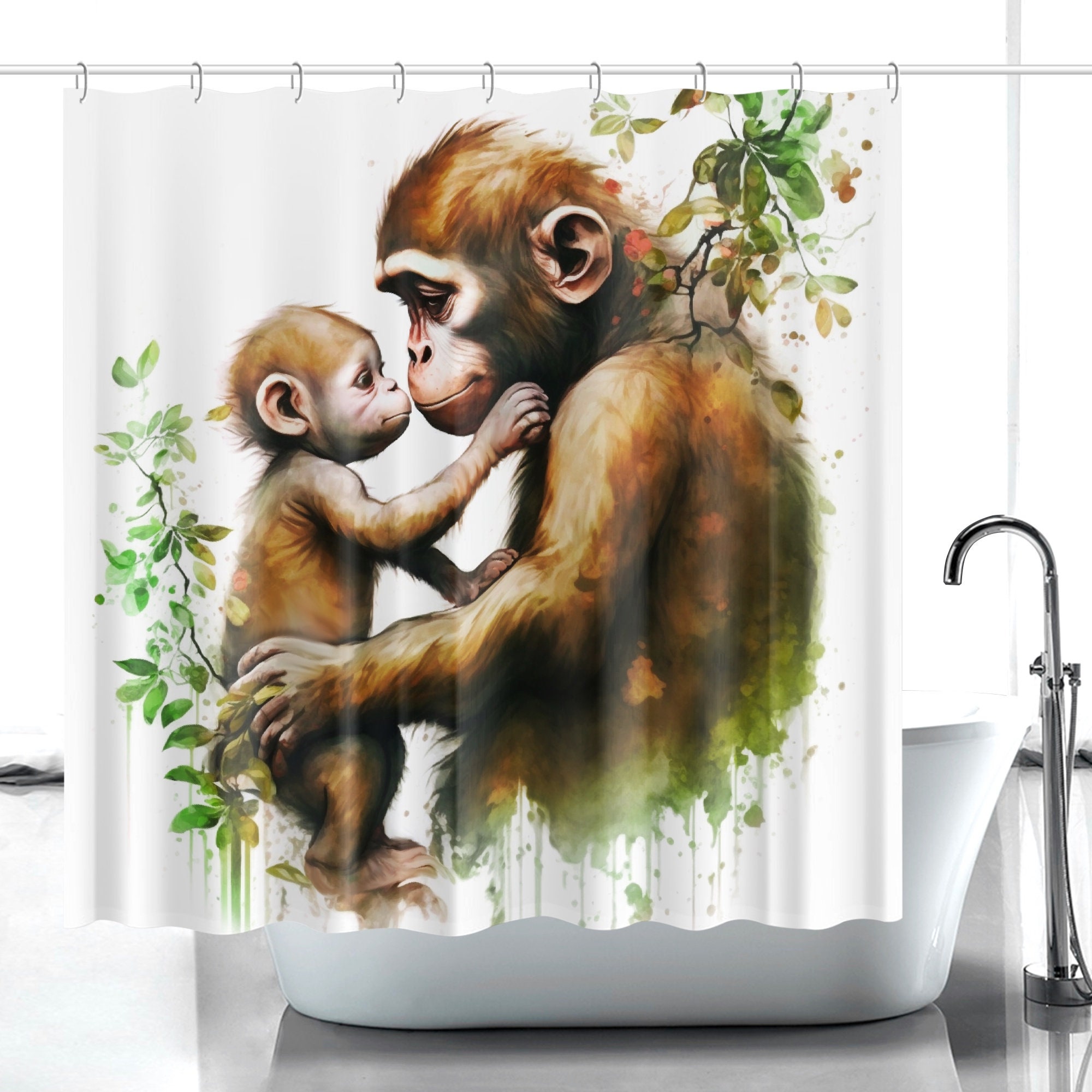 Cute Animal Safari Shower Curtain - Printed Kids Bathroom Decor