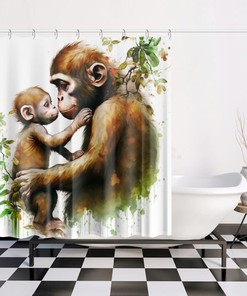 Cute Animal Safari Shower Curtain - Printed Kids Bathroom Decor