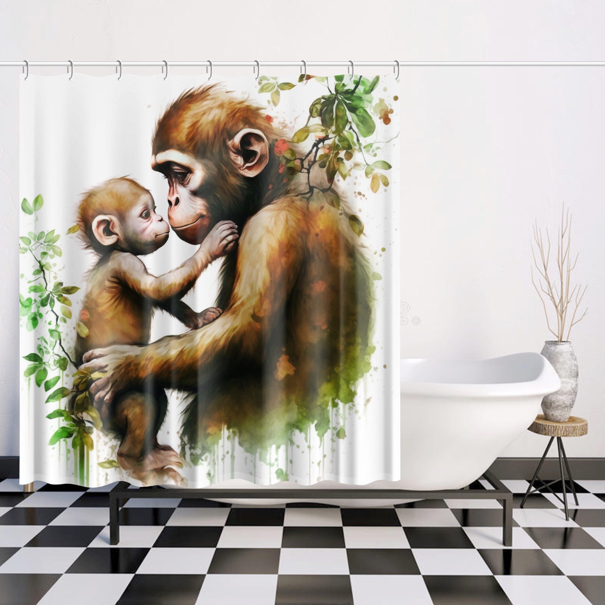 Cute Animal Safari Shower Curtain - Printed Kids Bathroom Decor