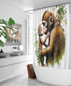 Cute Animal Safari Shower Curtain - Printed Kids Bathroom Decor