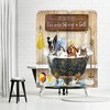 Cute Animals Dog And Cat Bathing In Bathtub Vintage Shower Curtain - Funny And Amusing Bathroom Decor