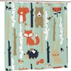 Cute Animals Shower Curtain With Fox Bear Bird Bunny Tree Print