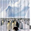 Cute Antic Animal Penguins White Snow Mountain Iceberg Bathroom Shower Curtain