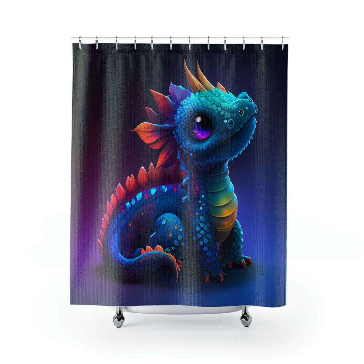 Cute Baby Dragon Printed Shower Curtain In Multiple Colors - Image 3