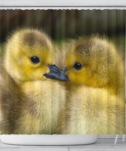 Cute Baby Duck Bird Print Shower Curtain for Nature Lovers