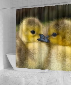 Cute Baby Duck Bird Print Shower Curtain for Nature Lovers