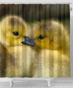 Cute Baby Duck Bird Print Shower Curtain for Nature Lovers