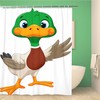 Cute Baby Duck Waving Its Wings Shower Curtain With Colorful Clipart