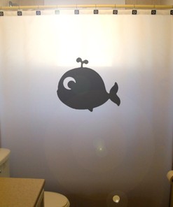 Cute Baby Whale Shower Curtain For Kids Bathroom, Ocean Animal Bathroom Decor