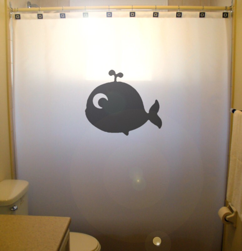 Cute Baby Whale Shower Curtain For Kids Bathroom, Ocean Animal Bathroom Decor