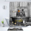 Cute Bear And Sunflowers Print Shower Curtain For Bathtub Lovers