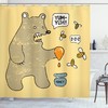 Cute Bear Bees Honey Comic Printed Shower Curtain for Kid's Bathroom Decor- Waterproof and Unique 