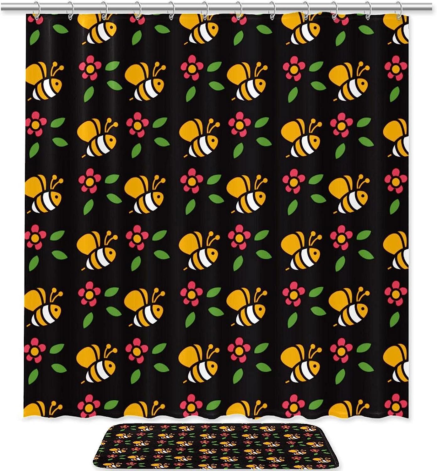 Cute Bee Pattern Decorative Shower Curtain