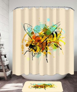 Cute Bee Shower Curtain For Nature Bathroom Decor