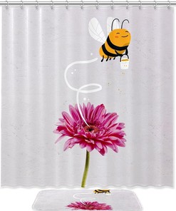 Cute Bee with Flowers Unique Shower Curtain
