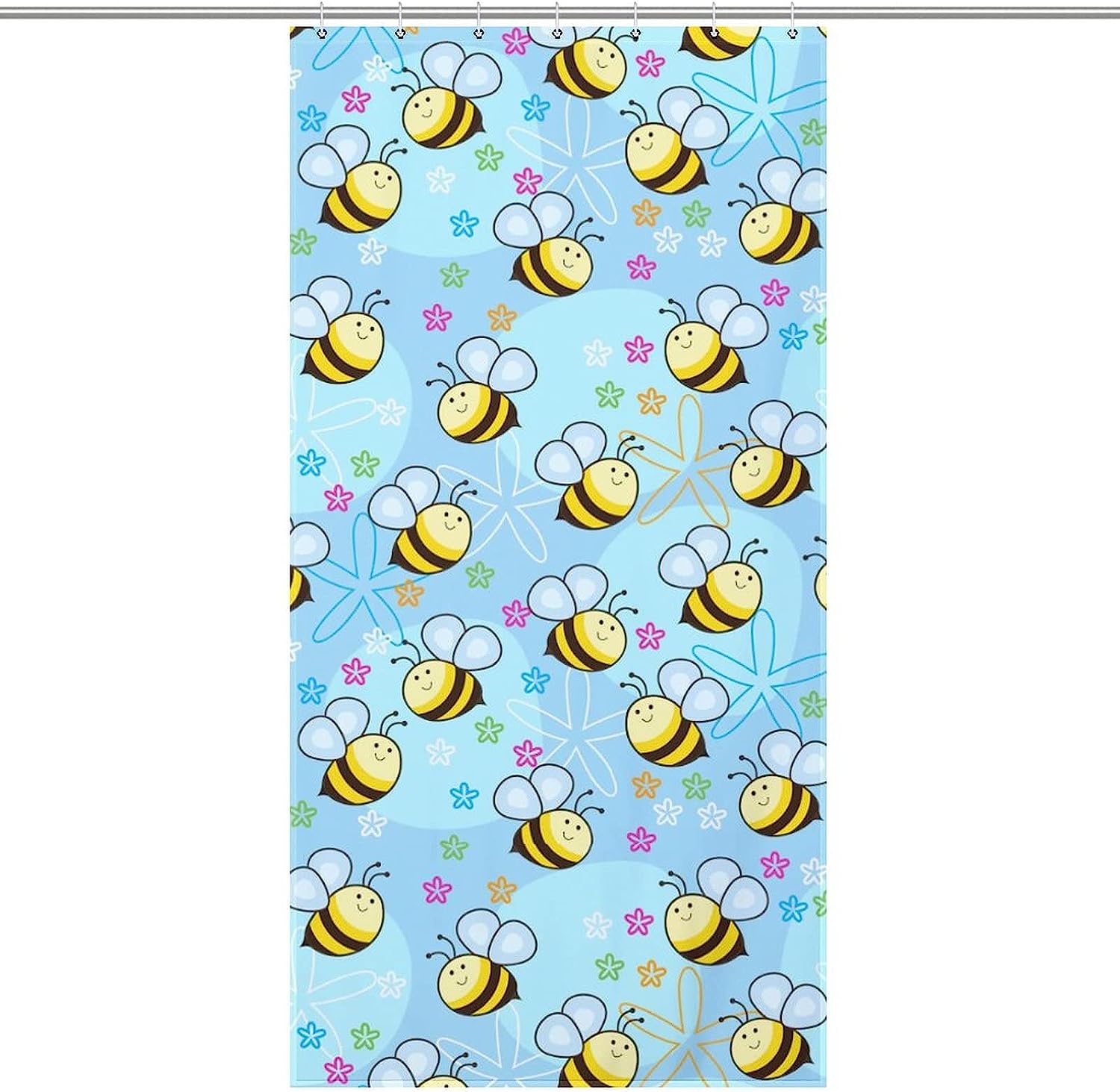 Cute Bees Printed Waterproof Fabric Bath Shower Curtain For Bathroom Bathtubs Hotel, Animal Bathroom Decor