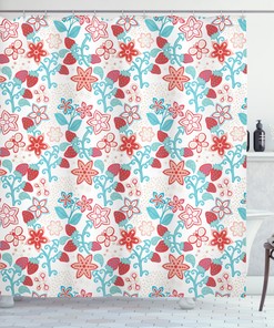 Cute Berries Print Floral Shower Curtain, Adorable And Sweet Bathroom Decor