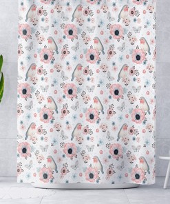 Cute Bird Watcher Gift Shower Curtain With Bird Floral Print, Bathroom Accessories
