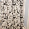 Cute Black And White Shower Curtain With Paris Apt And Eiffel Tower Prints Featuring Hooks