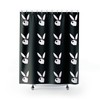 Cute Black and Pink Shower Curtain with White Rabbit, Star and Bow, Y2K Aesthetic Girls Bathroom Decor