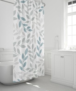 Cute Blooming Flowers Green Leaf Nature Retro Fabric Shower Curtain