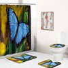 Cute Blue Butterfly Waterproof Shower Curtain For Bathroom Decoration With Nature Design