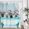Cute Blue Dog Puppy Shower Curtain With Waterproof Fabric Material For Animal Pet Bath Decor