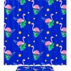 Cute Blue Flamingo With Flowers Shower Curtain With Waterproof Fabric Material For Bathroom Decor