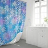Cute Blue Xmas Bath Decor Shower Curtain with Snowflakes and Bathmat