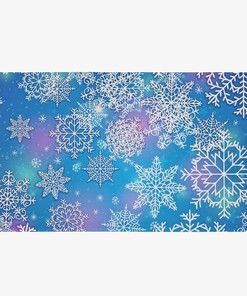 Cute Blue Xmas Bath Decor Shower Curtain with Snowflakes and Bathmat